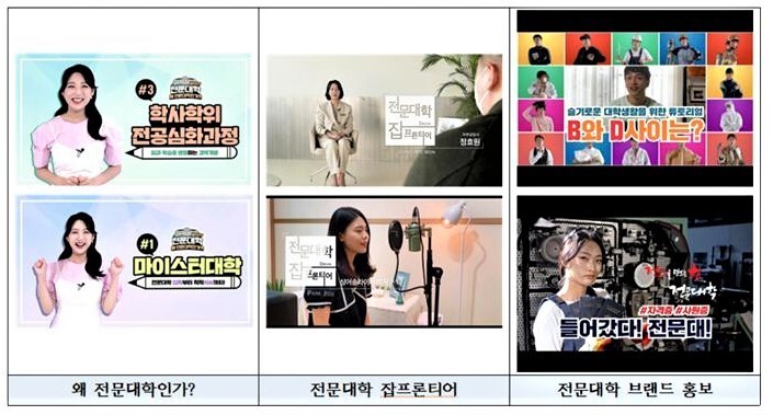 공식 유튜브 채널 영상 갈무리. 전문대교협 제공 공식 유튜브 채널 영상 갈무리. 전문대교협 제공