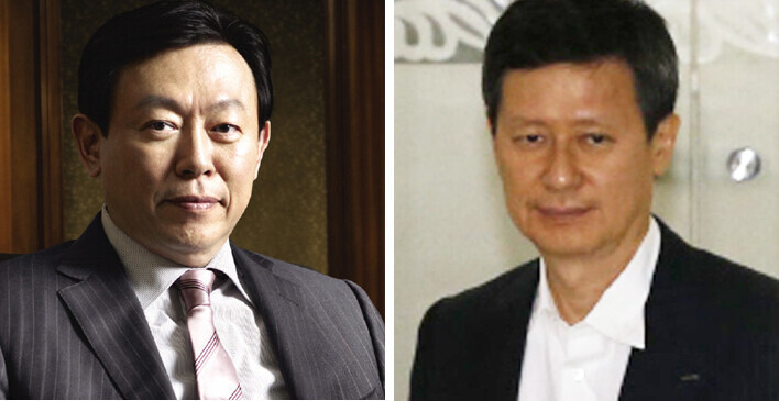 신동빈 롯데그룹 회장(왼쪽)과 신동주 전 일본 롯데홀딩스 부회장