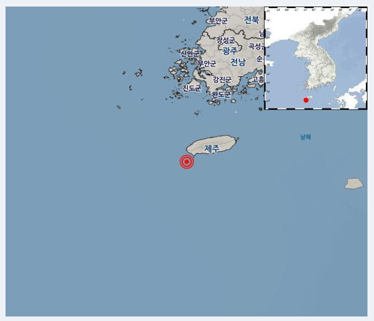 14일 오후 5시19분께 제주 서귀포시 서남서쪽 41㎞ 해역에서 규모 4.9의 지진이 발생했다. 기상청 누리집 갈무리.