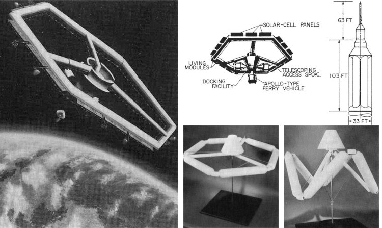 미국에서 1962년에 구상했지만 만들어지지 않은 우주정거장 디자인. 출처: NASA