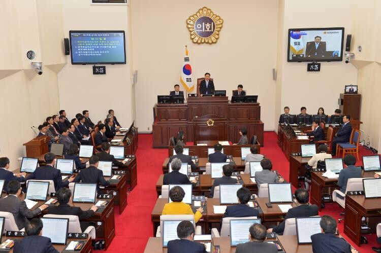 제주도의회 회의 모습.