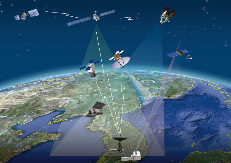 인공위성 등을 이용한 우주전력 상상도. 국방부 제공