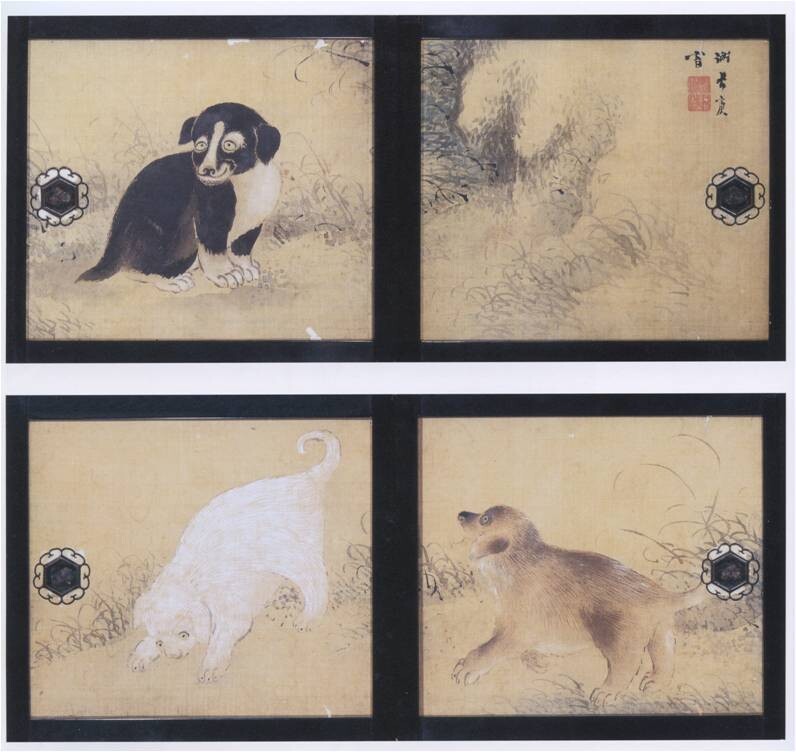 18세기 일본 화가 요사 부손이 이암의 개 그림에서 영향을 받아 그린 <구자도>. 일본 개인 소장