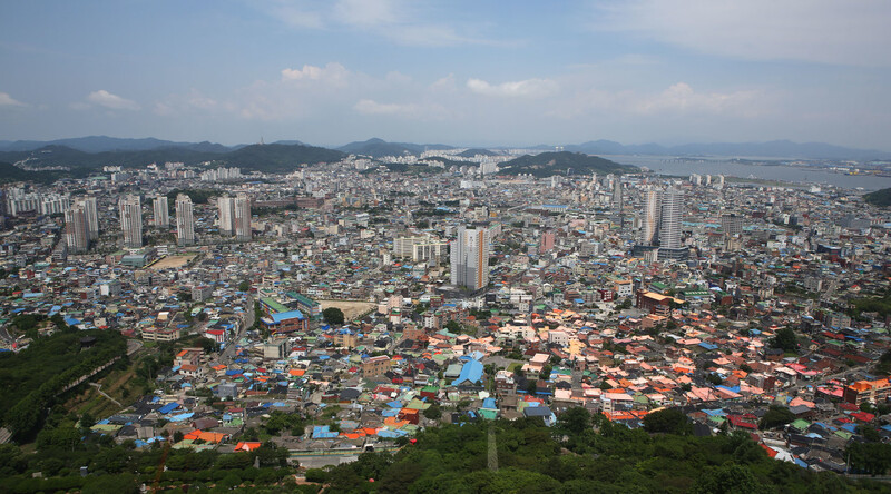 케이블카에서 내려다본 목포시. 김선식 기자