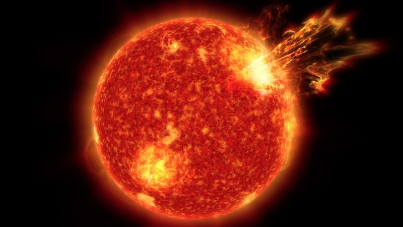 태양 표면의 대폭발로 분출된 고에너지 입자가 지구로 날아와 화학반응을 일으키며 생명체의 필수 재료인 단백질의 구성 물질을 만들었다는 주장이 나왔다. 나사 제공