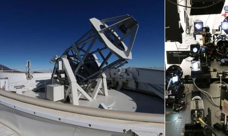 스페인 테네리페섬에 있는 그레고르 망원경. 오른쪽은 새단장한 그레고르 광학 실험실. KIS 제공