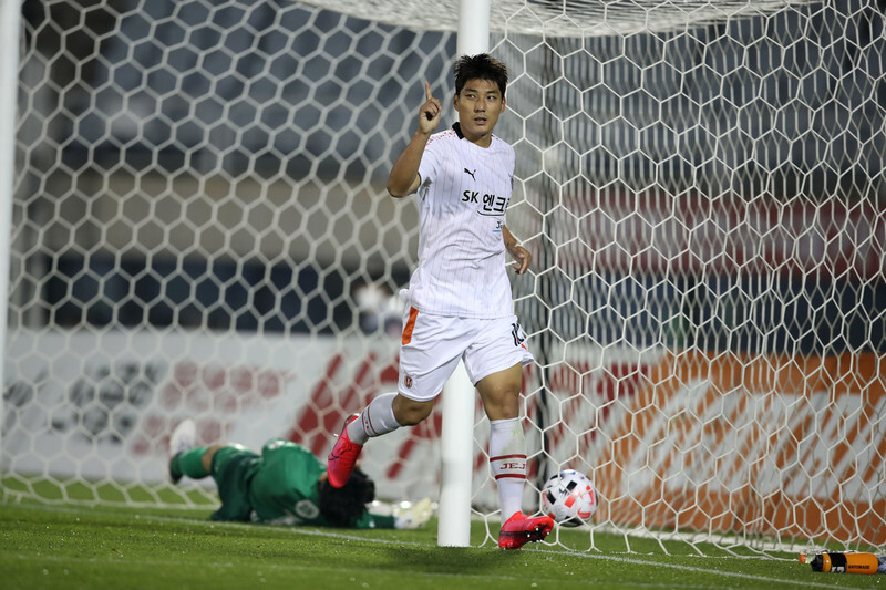 제주 유나이티드의 주민규. 한국프로축구연맹 제공