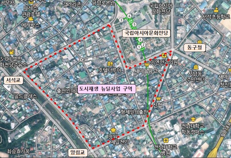 광주시 동구는 서남동 인쇄 출판업 거리에 300억원을 투입해 도심재생 뉴딜사업을 추진한다. 이 사업지구 안에 39층짜리 초고층 아파트 단지 건설이 추진돼 논란이 일고 있다.
