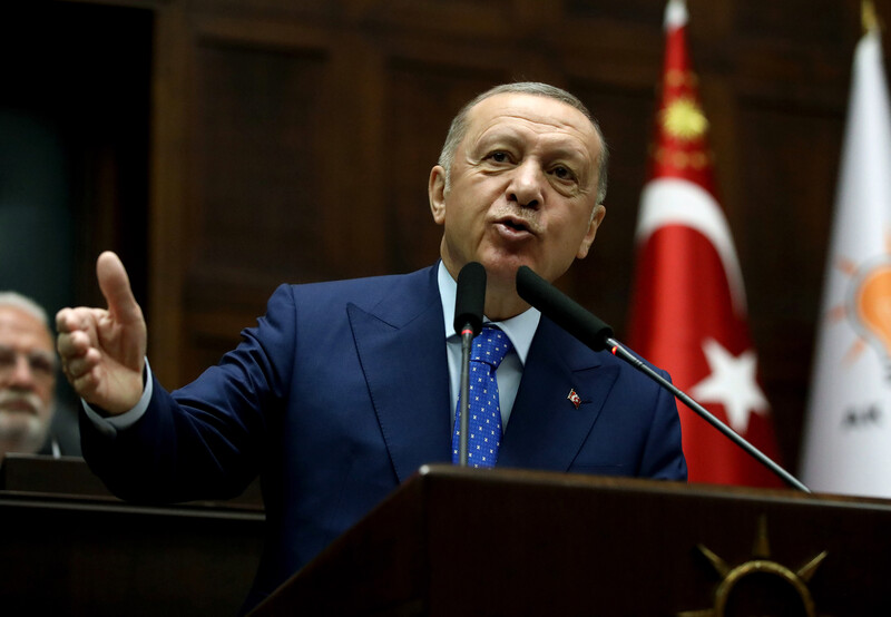 레제프 타이이프 에르도안 터키 대통령은 18일 수도 앙카라에서 연설을 하고 있다. 신화 연합뉴스