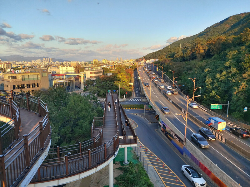 대구 남구 대명동 ‘앞산 해넘이 전망대’로 오르는 길. 김선식 기자