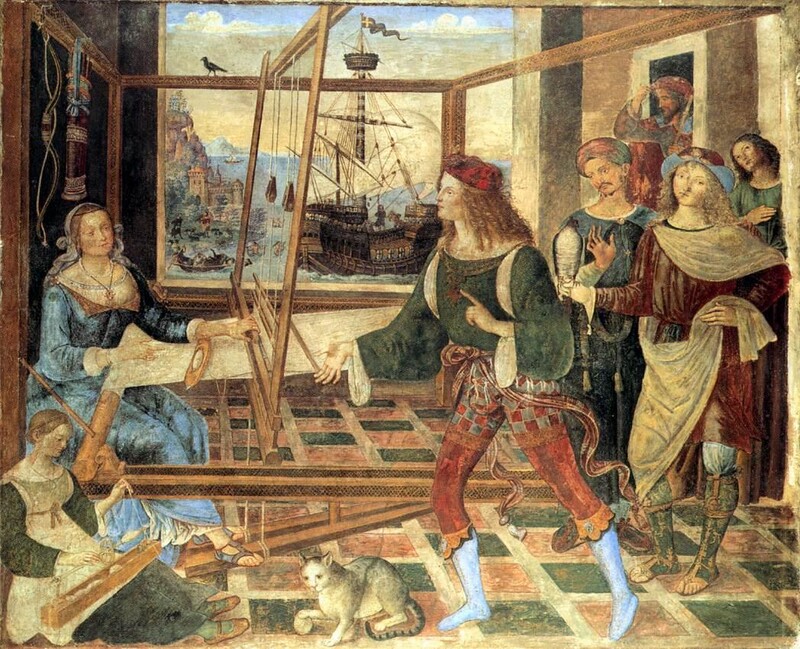 핀투리키오, &lt;페넬로페와 구혼자들&gt;, 1509년께, 프레스코(벽에서 떼어내어 캔버스에 붙임), 영국 내셔널갤러리.