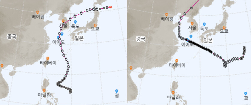 1994년 여름 두 개의 태풍(브렌던과 엘리)이 비를 내려 폭염을 누그러뜨렸다. 기상청 제공 ※ 이미지를 누르면 크게 볼 수 있습니다.