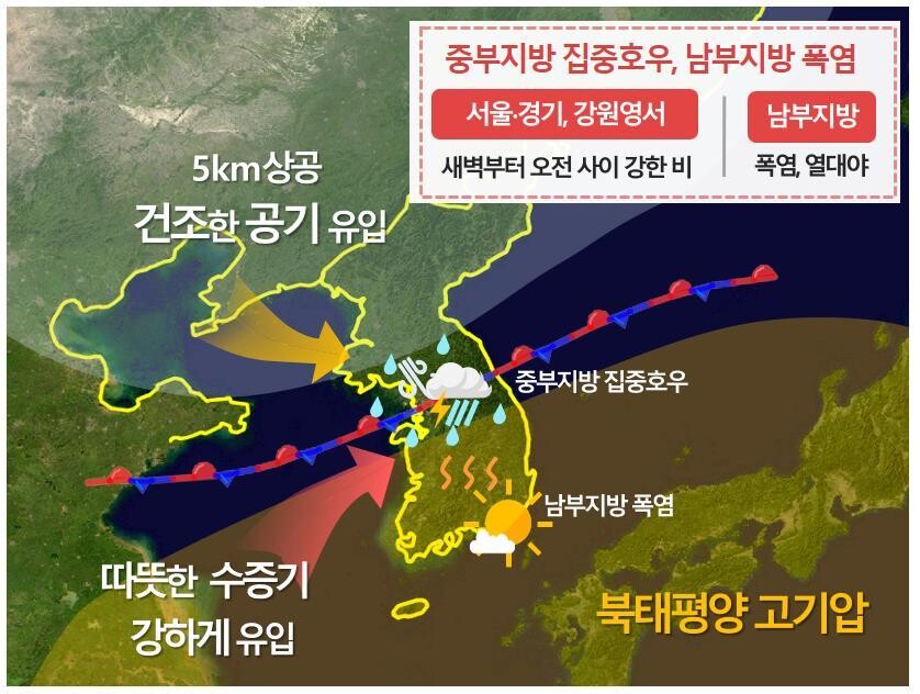 2일 새벽 기압계 모식도. 기상청 제공