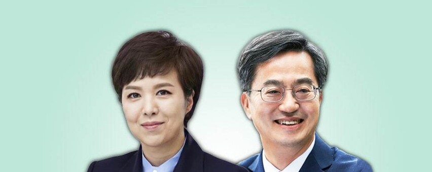 2022년 6월1일 8회 전국동시지방선거에서 경기지사 선거에 나온 김은혜 국민의힘 후보와 김동연 더불어민주당 후보. 한겨레 자료사진