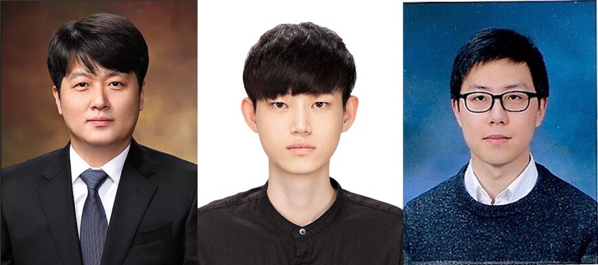 &nbsp; &nbsp; &nbsp;왼쪽부터 이상민 기계공학부 교수, 기계공학부 4학년 송명환, 기계공학과 박사 연구원 정지훈씨. 중앙대 제공