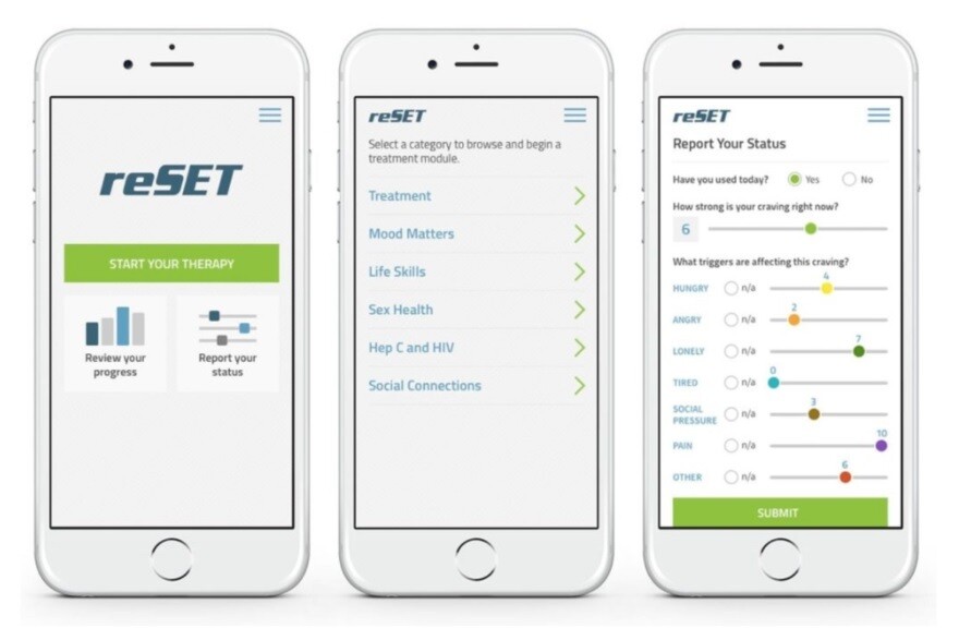 미 식품의약국이 승인한 최초의 디지털 치료제 앱 '리셋' 화면.