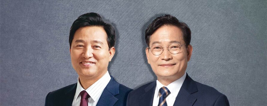 2022년 6월1일 8회 전국동시지방선거에서 서울시장 선거에 나온 오세훈 국민의힘 후보와 송영길 더불어민주당 후보. 한겨레 자료사진