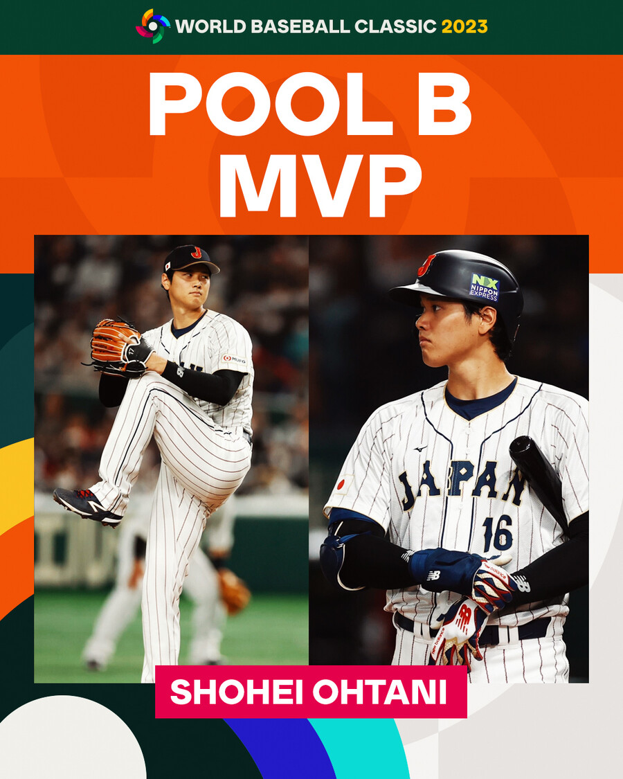 2023 세계야구클래식(WBC) 1라운드 B조 최우수선수(MVP)에 선정된 오타니 쇼헤이. 세계야구클래식 트위터 갈무리