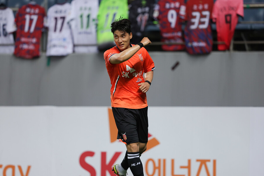 제주 유나이티드의 주민규. 한국프로축구연맹 제공