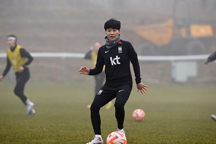 훈련 중인 지소연. 대한축구협회 제공