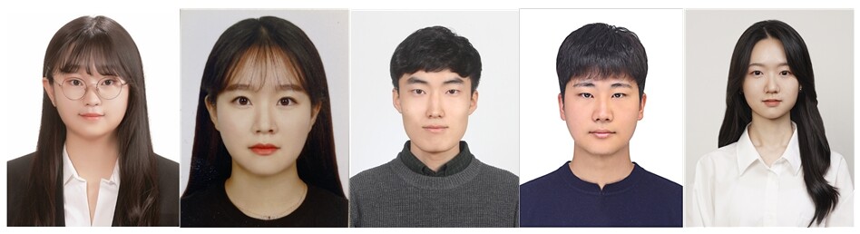 왼쪽부터 문선영(석사과정, 연구책임자), 임예은(4학년), 사공의훈(4학년), 최정현(4학년), 박정현(3학년). 서울시립대 제공