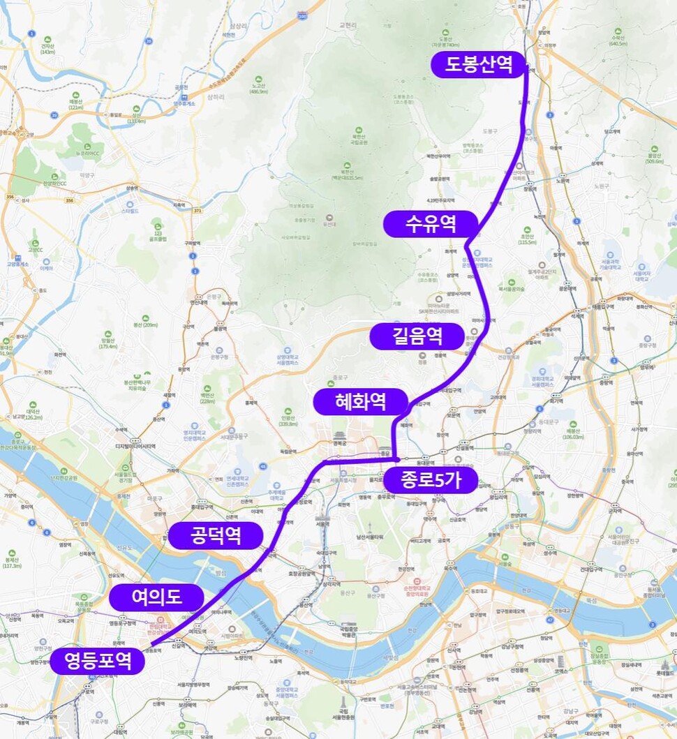 ‘자율주행 새벽동행버스’ 도입 예정인 160번 버스 노선도. 서울시 제공