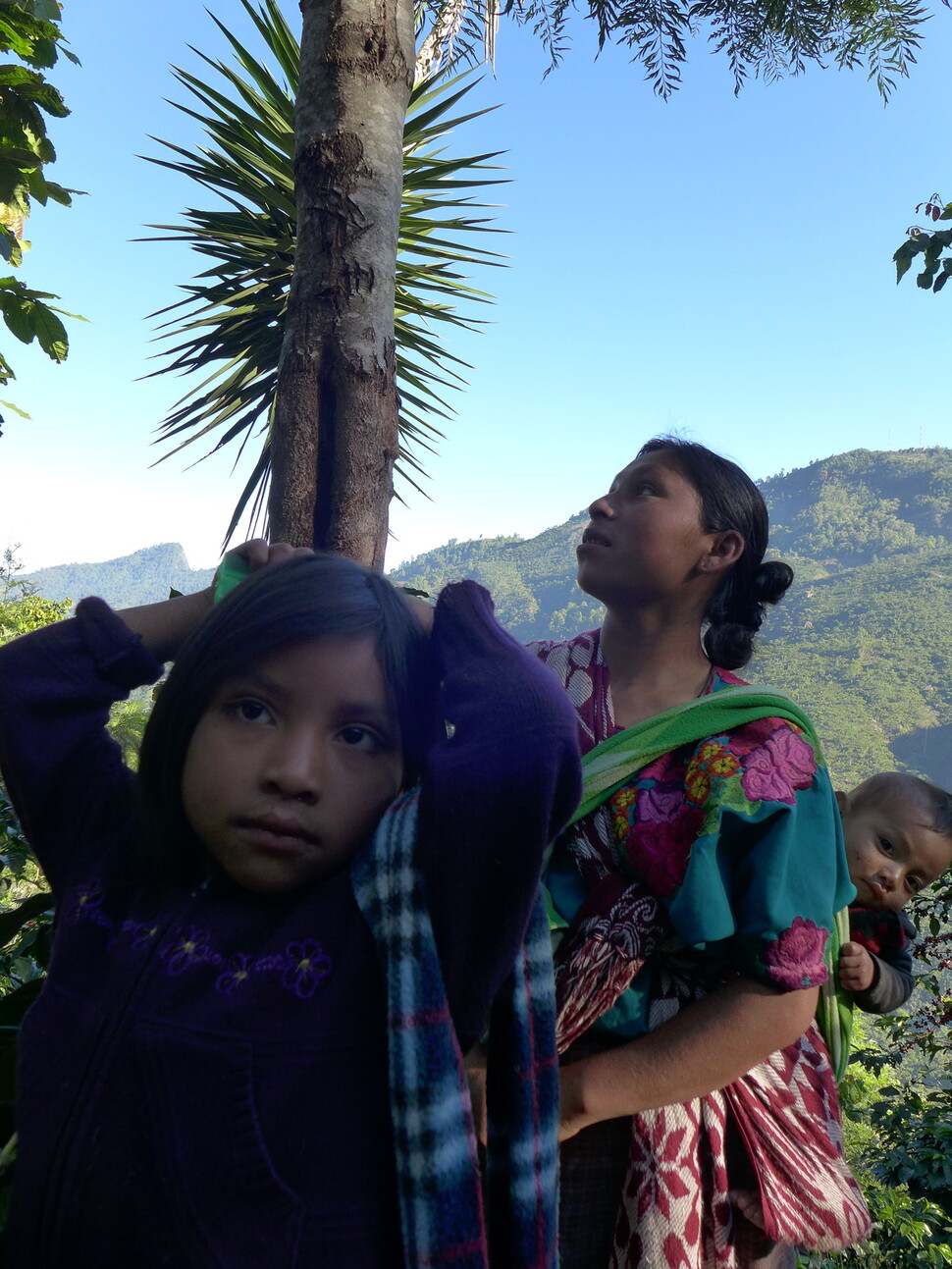 중미에서 커피를 수확하고 나르는 일은 원주민의 몫인 경우가 많다. 과테말라 원주민 노동자는 커피를 수확할 때 아이들만 숙소에 둘 수 없어 함께 나온다. 서필훈 제공