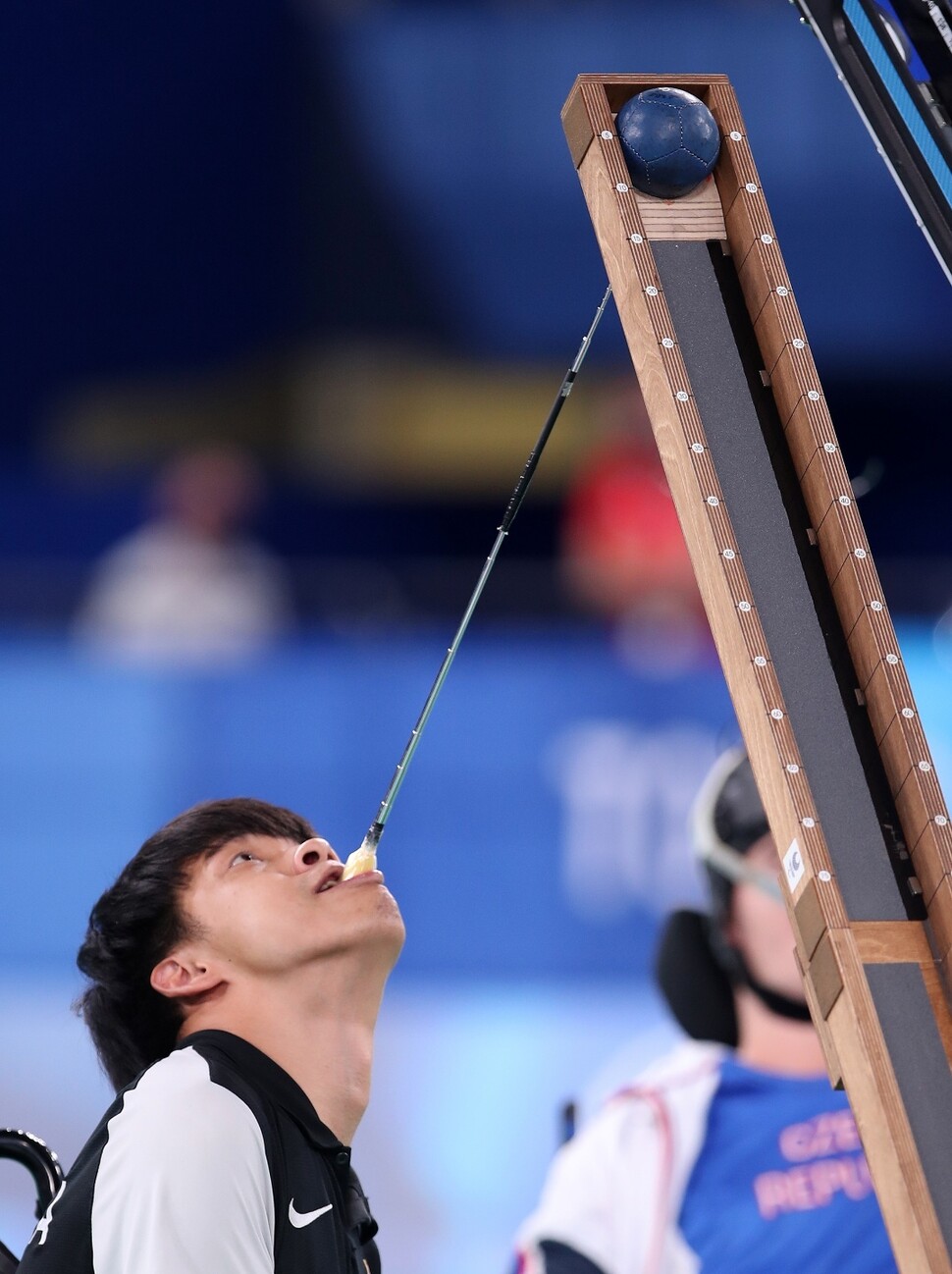 정호원이  31일 일본 도쿄 아리아케 체조경기장에서 열린 2020 도쿄패럴림픽 개인전(스포츠등급 BC3) 8강 경기를 펼치고 있다. 대한장애인체육회 제공