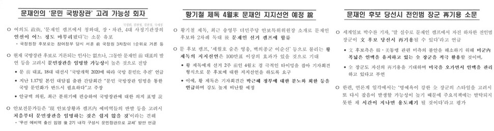 군인권센터가 25일 공개한 2017년 국군기무사령부의 장관 보고 문건들. 군인권센터 제공