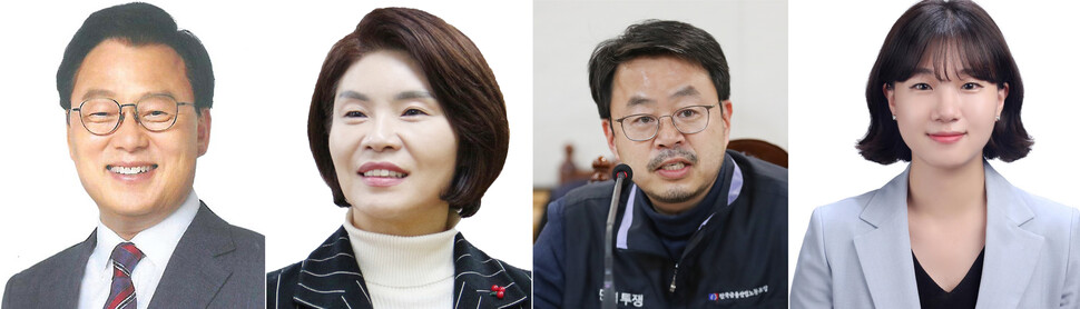 더불어민주당 이낙연 대표는 31일 신임 사무총장에 박광온 의원, 정책위의장에 한정애 의원을 각각 임명했다. 또 지명직 최고위원에는 박홍배 한국노총 금융노조 위원장과 박성민 청년대변인을 임명했다. 왼쪽부터 박광온, 한정애, 박홍배, 박성민. 연합뉴스