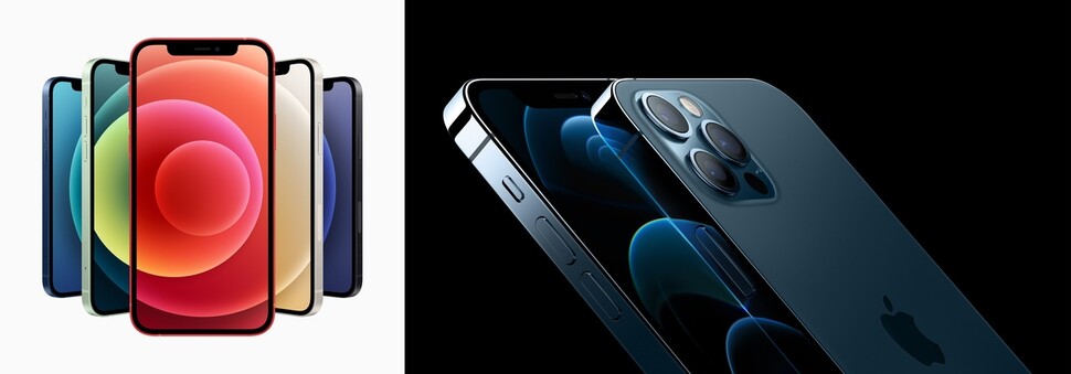 지난해 10월 출시된 아이폰12(왼쪽)와 아이폰12 프로(오른쪽). 애플 제공