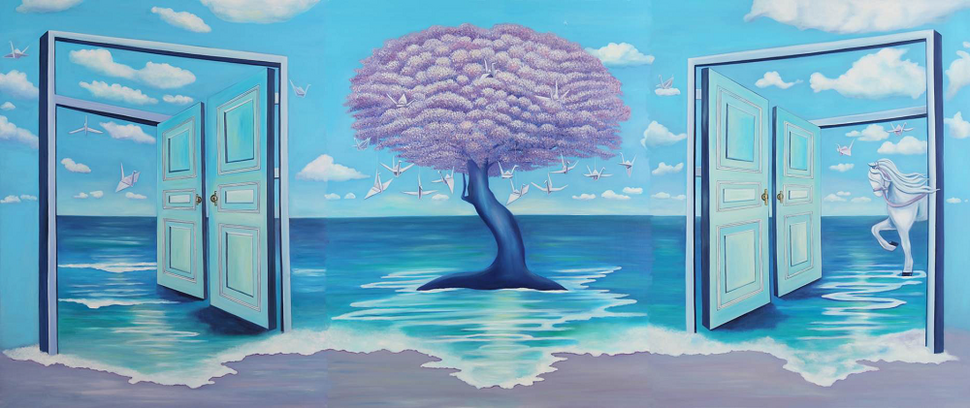 Latent utopia no.11, 162.2x390.9cm, oil on canvas, 2018 © 김경화