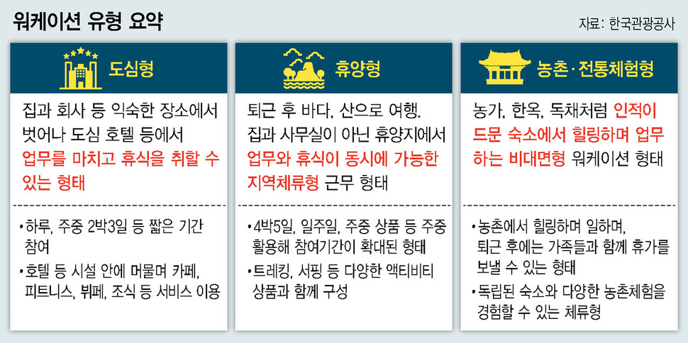 워케이션 유형 요약. 자료: 한국관광공사 ※ 이미지를 누르면 크게 볼 수 있습니다.