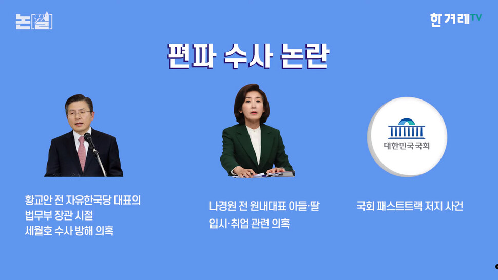 윤석열 검찰총장에게 제기된 편파수사 논란 사례들. 한겨레TV 영상갈무리