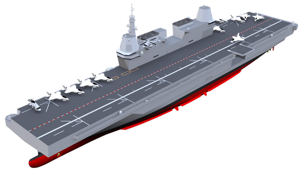 국방부가 지난 10일 공개한 3만t급 경항공모함 개념도. 해군 제공