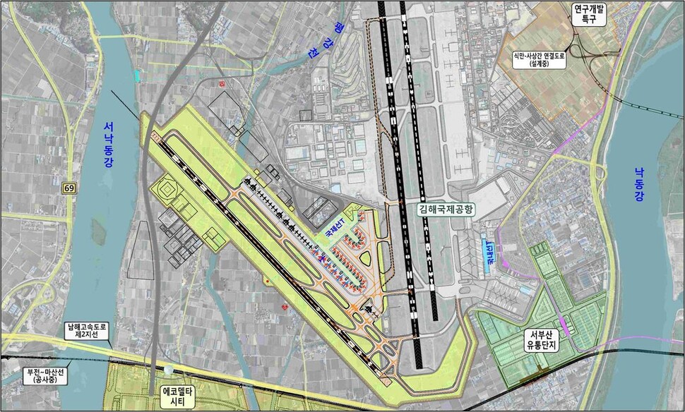 2016년 6월 박근혜 정부가 발표한 김해신공항 계획도. 부산시 제공