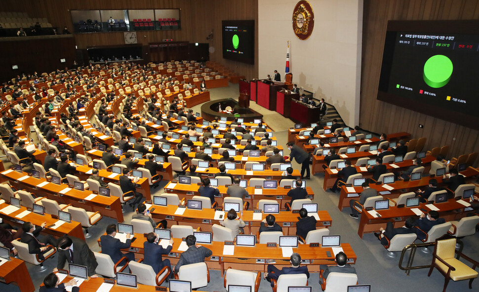 여야 의원들이 26일 국회 본회의에 참석해 있다. 연합뉴스