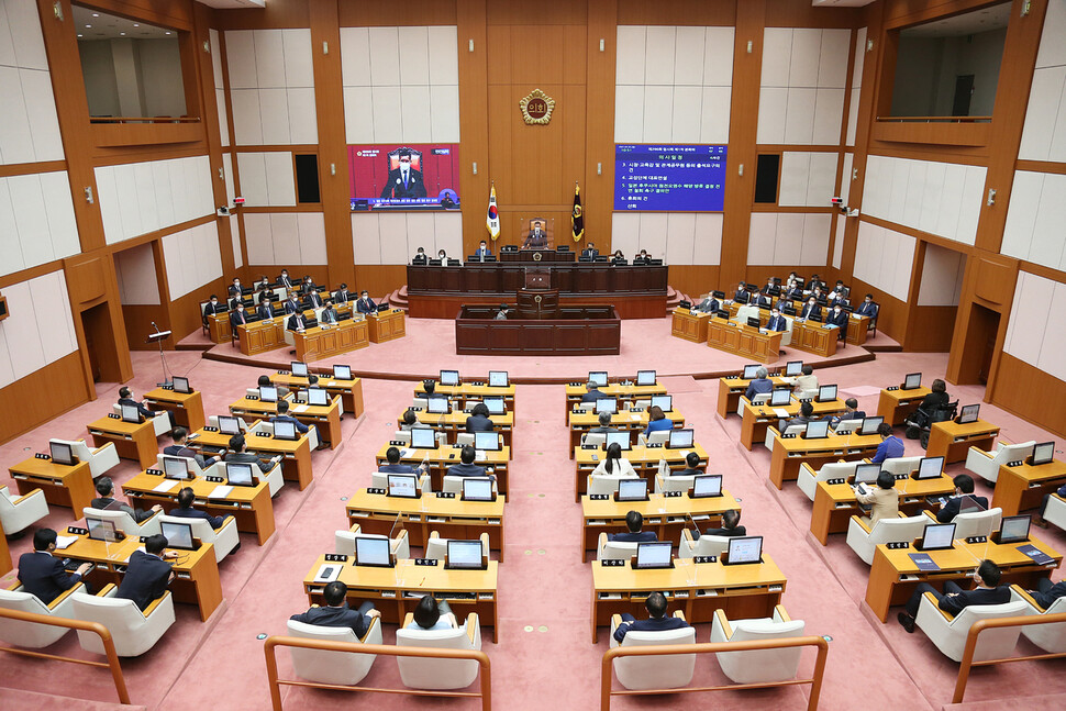 제296회 부산시의회 임시회 1차 본회의. 부산시의회 제공