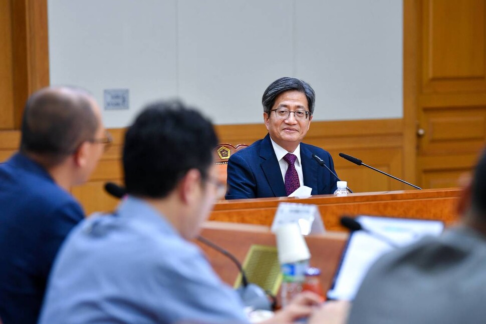 오는 24일 퇴임하는 김명수 대법원장이 31일 서울 서초동 대법원에서 기자간담회를 열었다. 대법원 제공