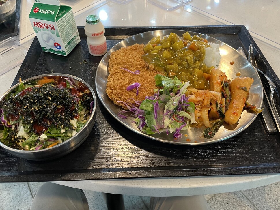 지난 13일 세종시 육군 32사단 ‘더좋은 병역식당’의 점심 밥. 권혁철 기자 nura@hani.co.kr