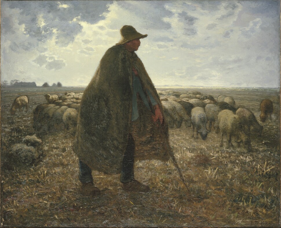 장 프랑수아 밀레, 양떼를 치는 남자(Shepherd Tending His Flock), 1860년대, Brooklyn Museum, Bequest of William H. Herriman, 21.31