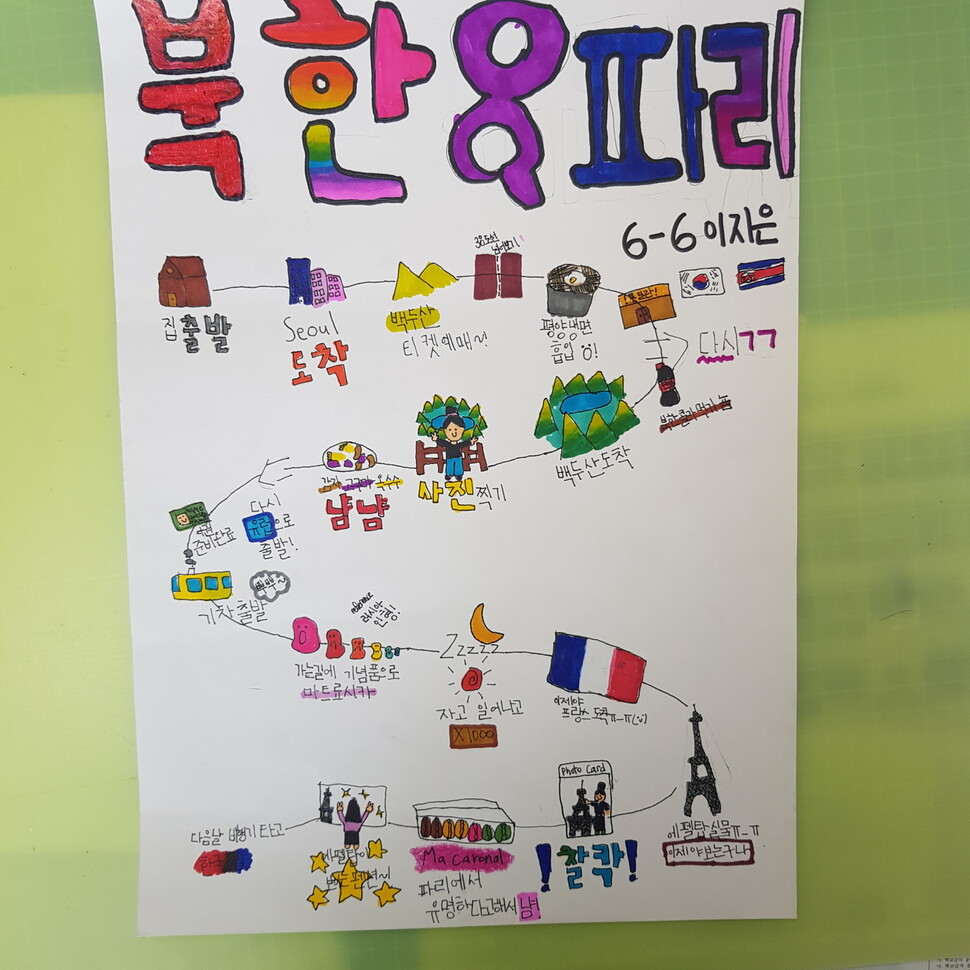 청주 주중초 6학년 이지은양의 북한 여행 계획서. 주중초 제공