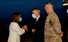 미국 권력서열 3위인 낸시 펠로시 하원의장이 3일 오후 경기 오산 미 공군기지에 도착해 필립 골드버그 주한미국 대사, 폴 라카메라 주한미군사령관의 영접을 받고 있다. 주한미국대사관 트위터 갈무리