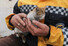 2023년 2월10일 시리아 반군이 장악한 잔다리스 마을에서 하얀 헬멧 자원봉사자가 지진 여파로 구조된 고양이를 안고 있다. 로이터 연합뉴스