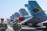 28일 부산 작전기지에 입항한 미국 핵 추진 항공모함 니미츠(CVN-68) 갑판에 F/A-18 전투공격기를 비롯한 항공기들이 서 있다. 사진공동취재단