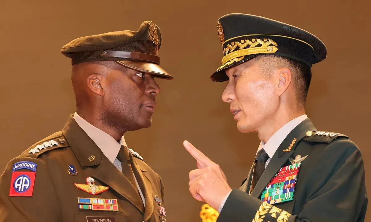 Gen. Xavier Brunson, the commander of US Forces Korea, attends the appointment ceremony of Defense Minister Kang Shin-chul at the Ministry of National Defense on Sept. 22, 2026. (Yonhap)
