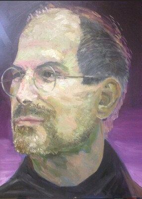 Yoon’s oil painting of Steve Jobs, who died in 2011. (courtesy of Yoon Songyee)