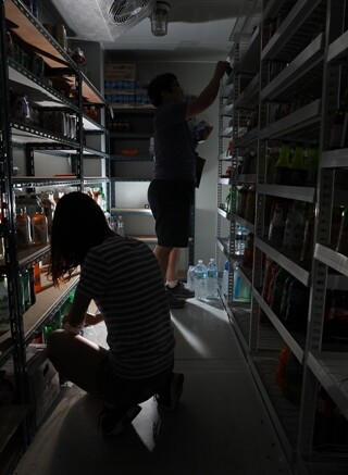 편의점 사장 김경수(가명)씨와 아르바이트 노동자 이지윤(가명)씨가 음료수 냉장고 뒤편에서 물건을 정리하고 있다. 최저임금 인상은 ‘사장님’과 ‘알바’ 사이의 싸움이 아니다. 김진수 기자