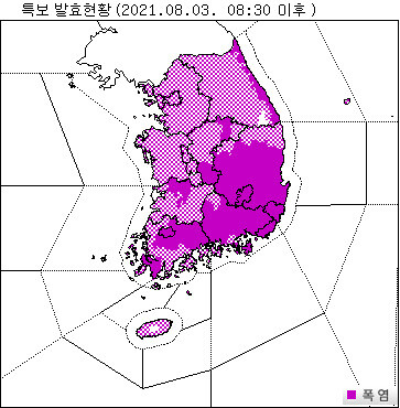 3일 폭염 특보 현황. 기상청 제공