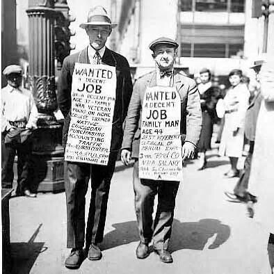 Job-seekers during the Great Depression in America.
